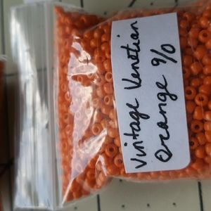 Vintage Venetian Seed Beads Size 9/0 Opaque Orange - SET #3